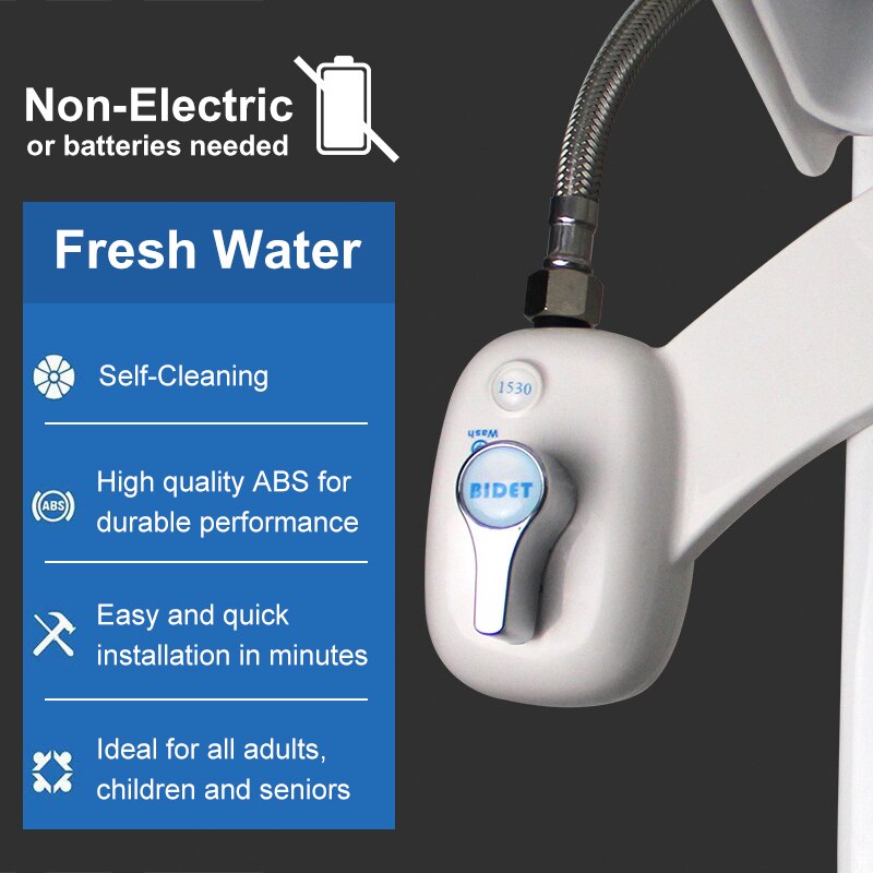 Bidet Ultra-Thin Non-Electric Mechanical Toilet Seat Bidet Self-Cleaning Nozzle Adjustable Water Sprayer Muslim Shower Ass Clean
