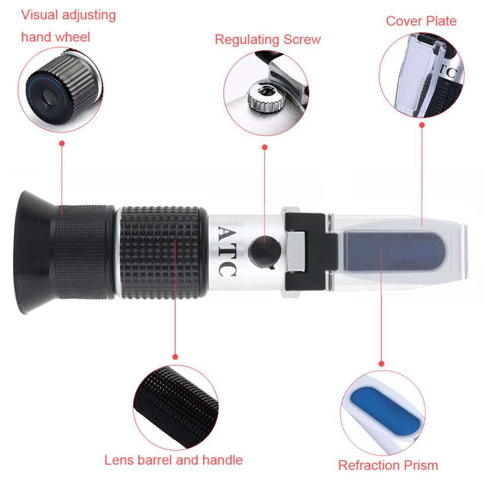 Hand Held Brix Honey Refractometer Measure Brix Baume Concentration Tester Meter Tool