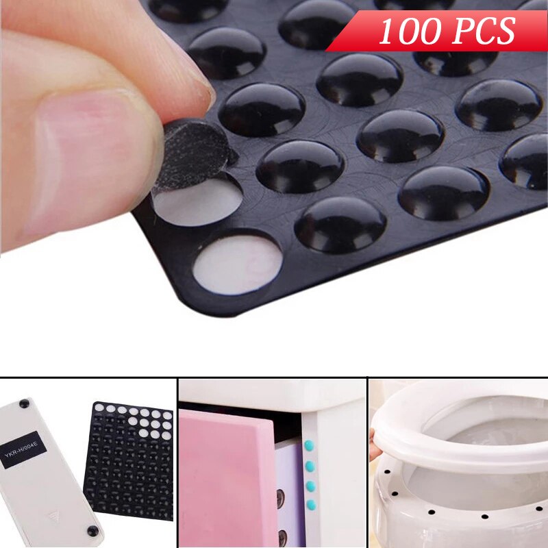 100 Pcs Anti Collision Tabletten Vel Zelfklevende Mat Buffer Bumper Meubels Voet Pad Voor Lade Deur Kast Wc Gadgets