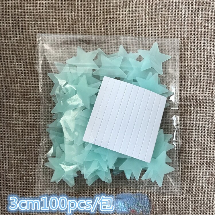 100pcs 3D Stars Glow In The Dark Wall Stickers Luminous Fluorescent Wall Stickers For Kids Baby Room Bedroom Ceiling Home Decor: light blue