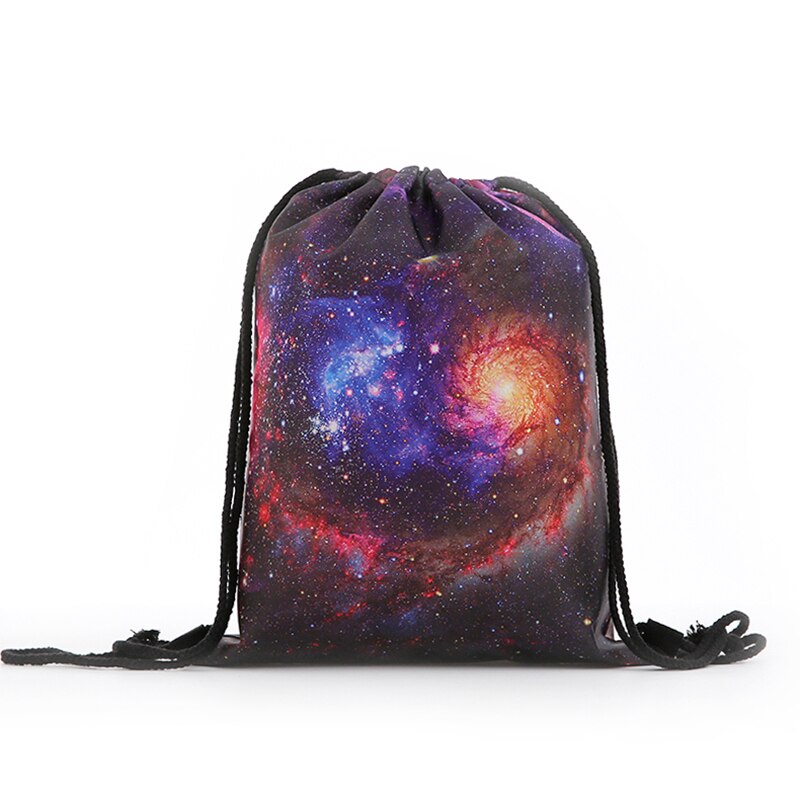 Reppu naisille mini kiristysnyöri tähtitaivas reppu 3d painatus matkalaukut miehet mochila kiristysnyöri laukku girs