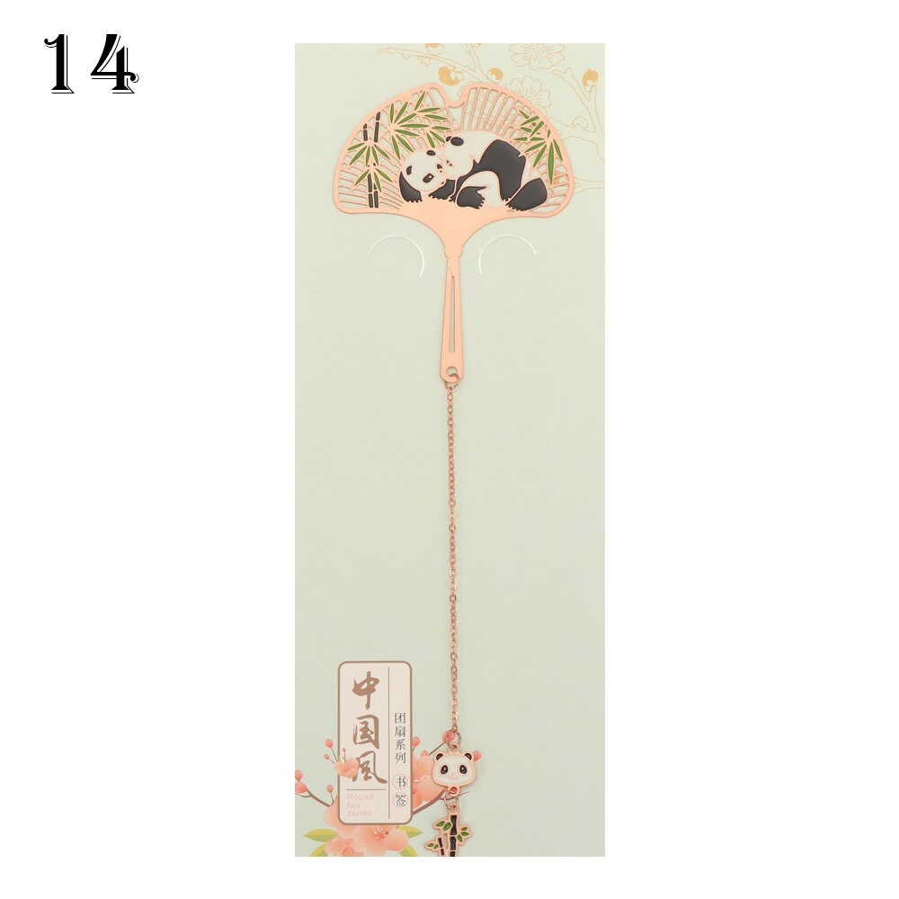 Cute Popular Retro Chinese Style Metal Bookmark Panda Pendant Hollow Bookmark Book Tassel Pagination Mark Stationery Supply: 14