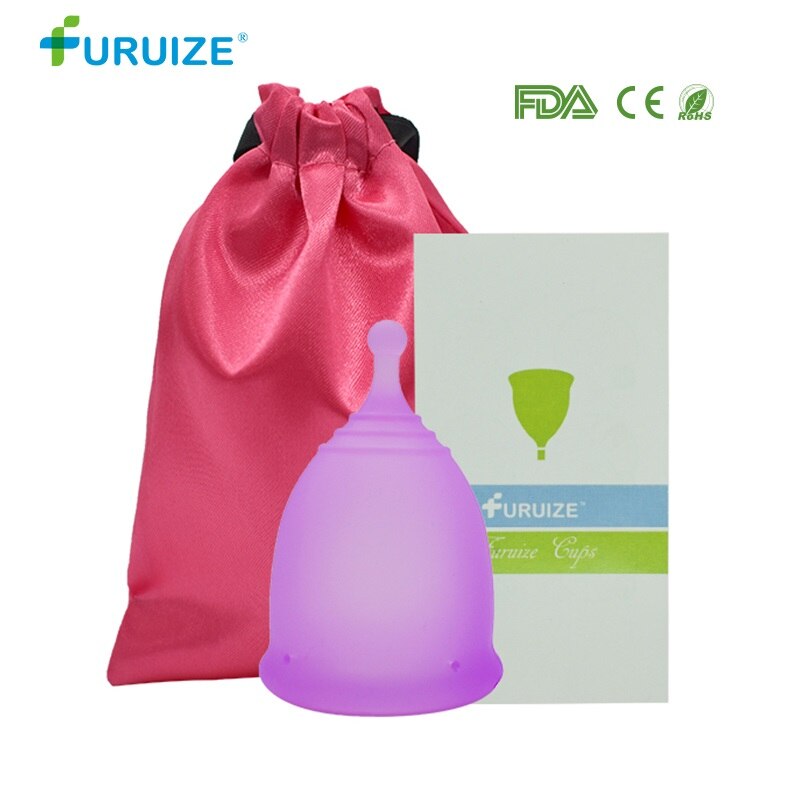 Copa menstrual para mujer, Copa de higiene femenina, Copa Menstrual reutilizable de grado médico de silicona, 100%: 1pcs-Cloth Bag-Purpl / L size