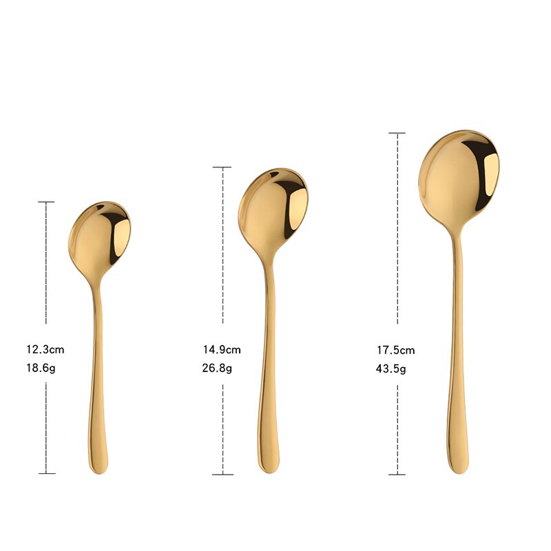 3 pçs preço barato espelho polonês colher de mel colheres de degustação de aço inoxidável conjunto colher de jantar colher de sobremesa colher de café utensílios de mesa: gold3pcs