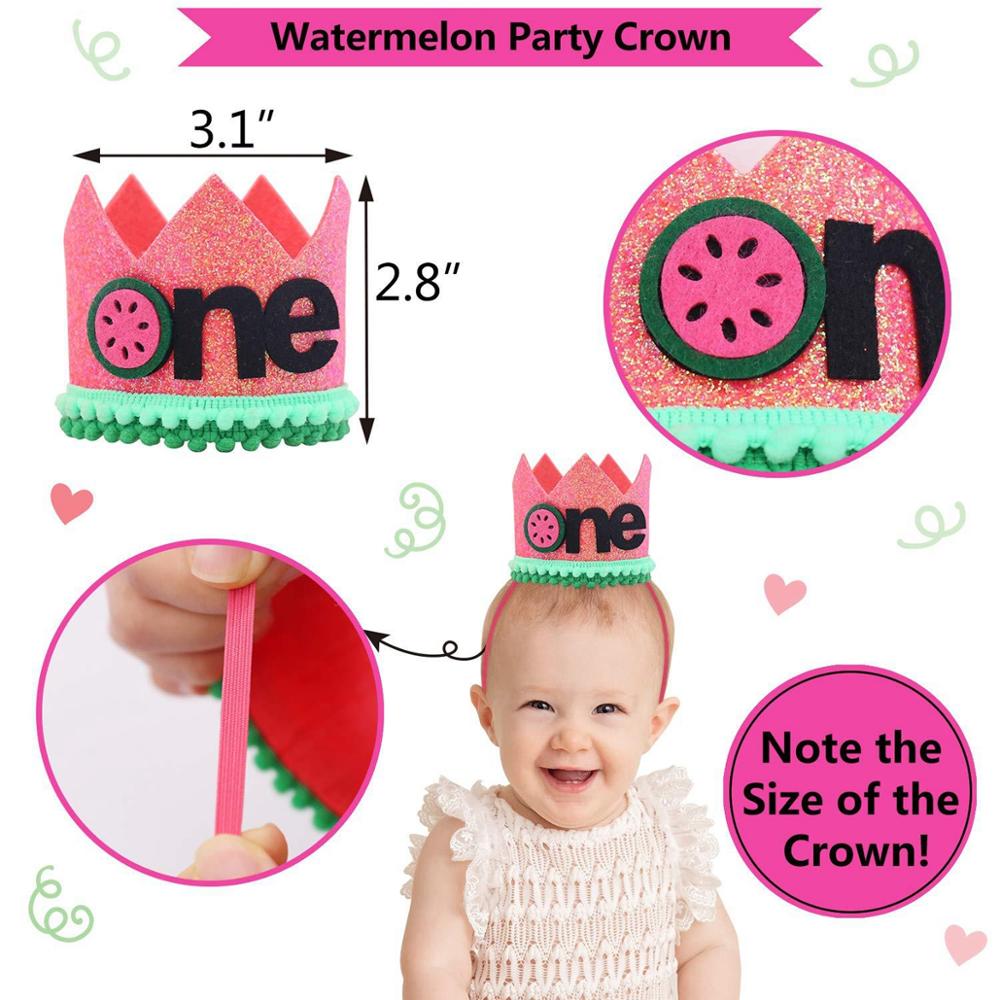 Watermelon One Year Birthday Hat 1st Birthday Banner Kids Happy Birthday Banner 1 One Year First Birthday Boy Baby Shower: MULTI