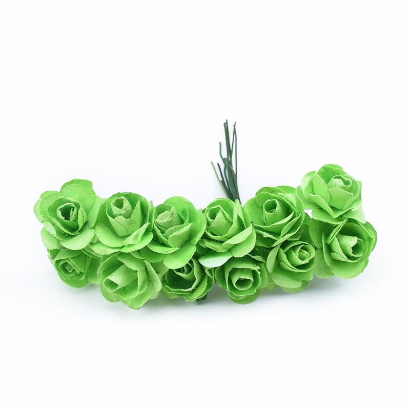72 stykker mini papir blomster gør-det-selv slik æske bryllup brude tilbehør clearance julekrans billige kunstige blomster: 9