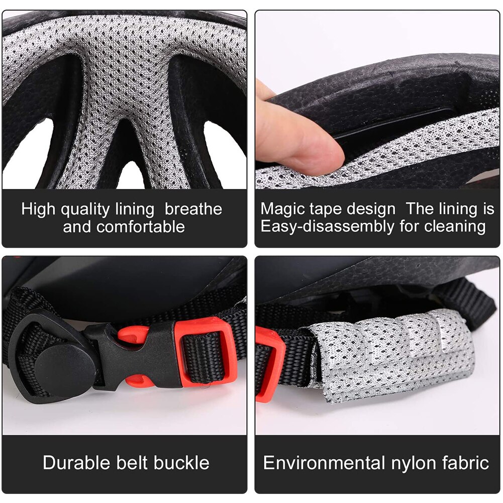 Ultralichte fietshelm met afneembaar vizier, fietsbril, achterlicht, mtb-helm, ademende ultralichte sportfietshelmen