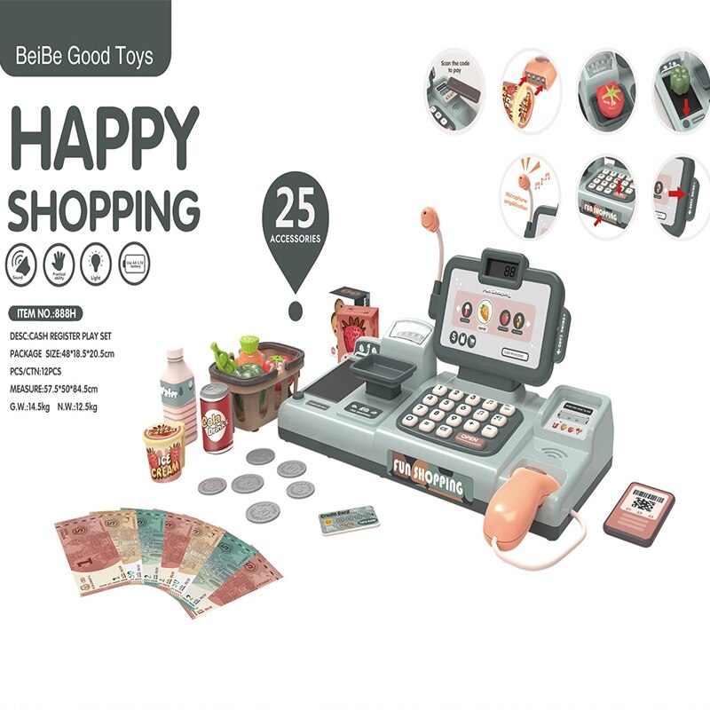 25Stck vorgeben abspielen Mini Simulation Elektronische Supermarkt Kassen Bausätze Spielzeug Multifunktionale freundlicher Rolle Spielen einstellen