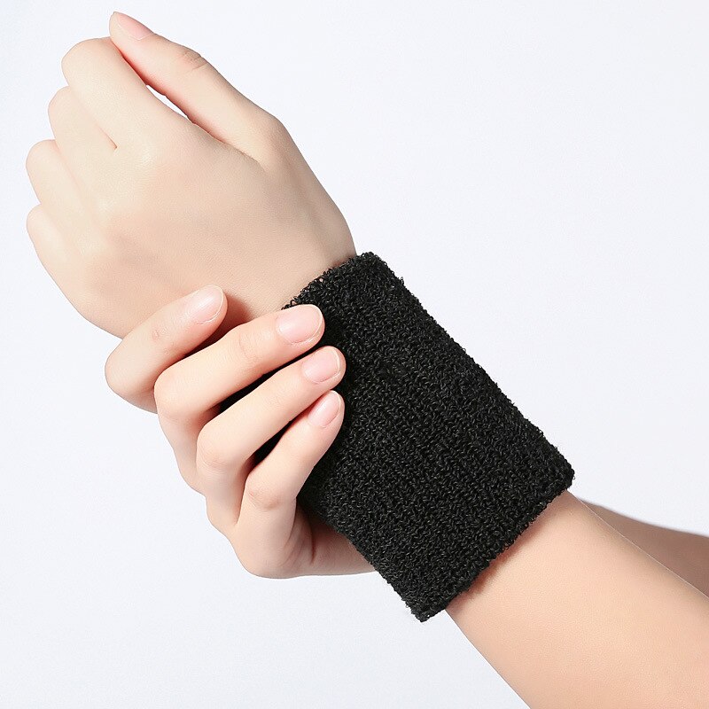 1pc armbånd sports-svedbånd let at tørre åndbart håndbånd sved håndledsstøtte bøjle omslutter vagter til gym volleyball: Sort
