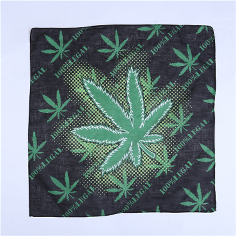 Foulard carré en coton à imprimé de feuilles, multifonctionnel, style hip hop, pour l&#39;extérieur, JQ012