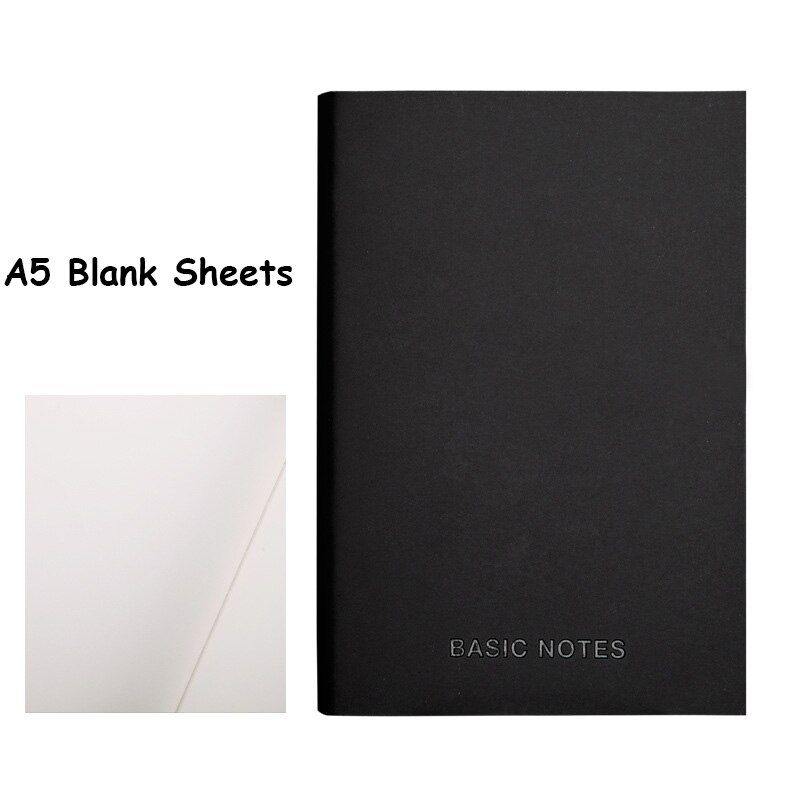 A5 A7 Black Notebook and Journal Blank Line Diary Planner Organizer DIY Agenda Note Book Back to School Business Travel Handbook: A5 Blank