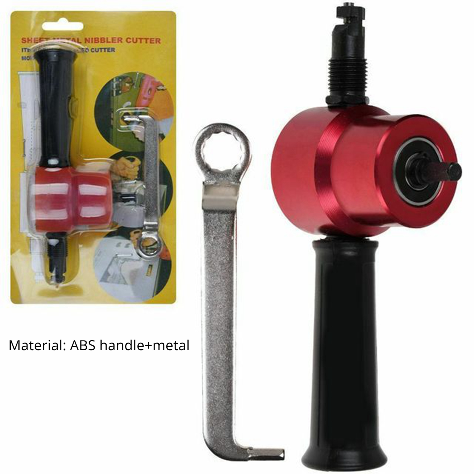 Cortador de láminas de Metal, mordedor de hierro de doble cabezal, herramientas eléctricas de corte, accesorios de fijación de taladro eléctrico, tijeras perforadoras de placa de coche: Grey