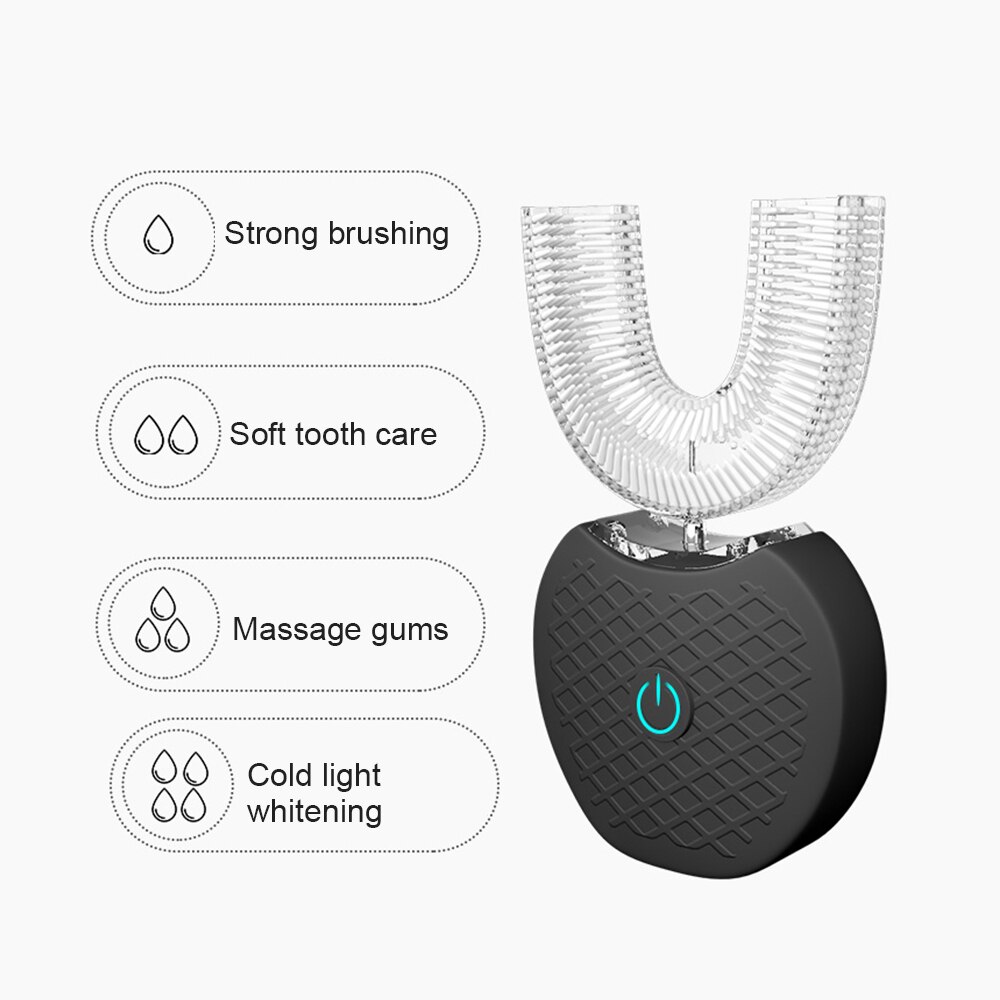 360 Degrees Intelligent Electric Toothbrush U Type Automatic Sonic Tooth Brush USB Charging Tooth Teeth Whitening Blue Light