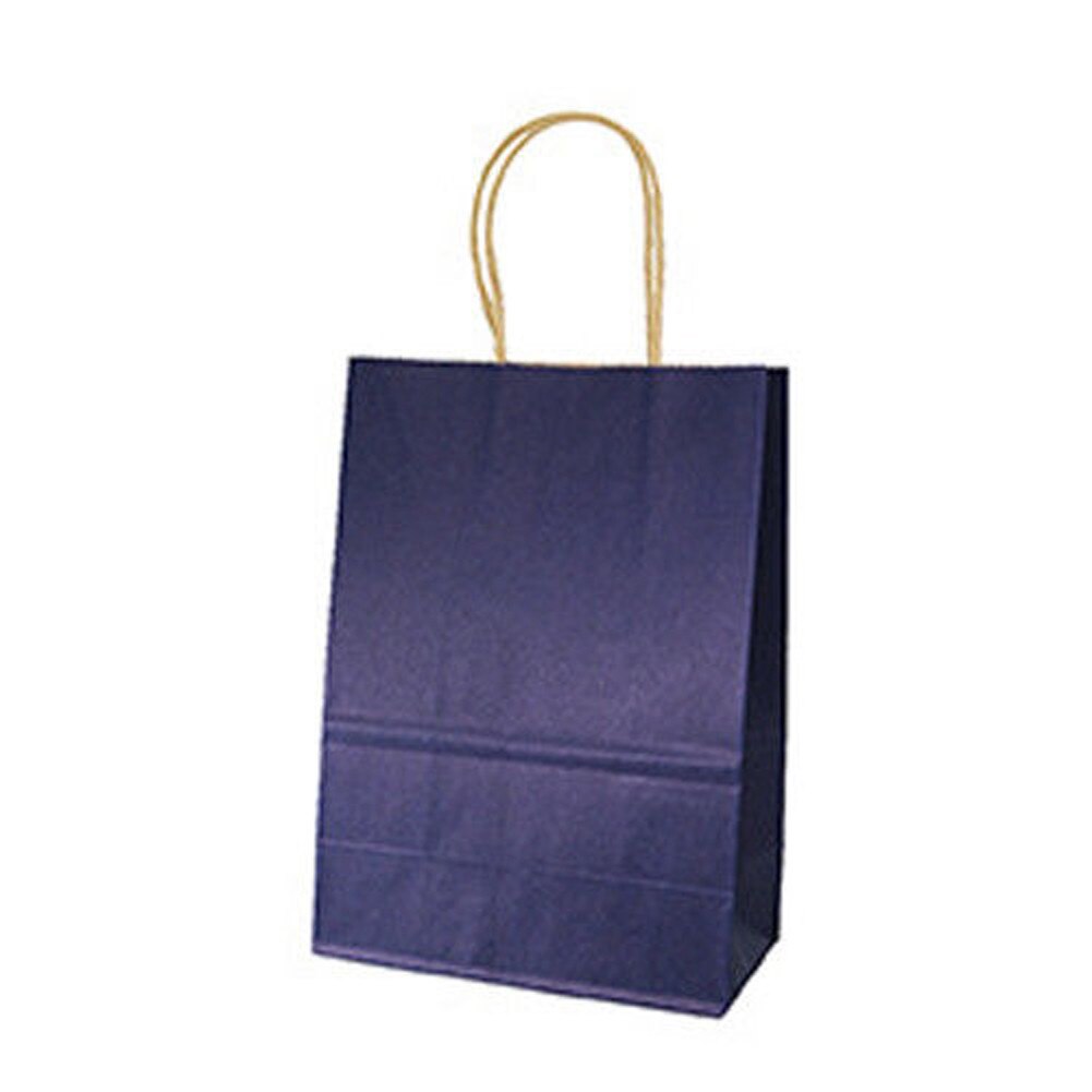 Kraftpapir poser stand up poser børnefest fødselsdag mad papir kraft segl pakning behandle bryllup taske forsyninger med håndtag: Marine blå