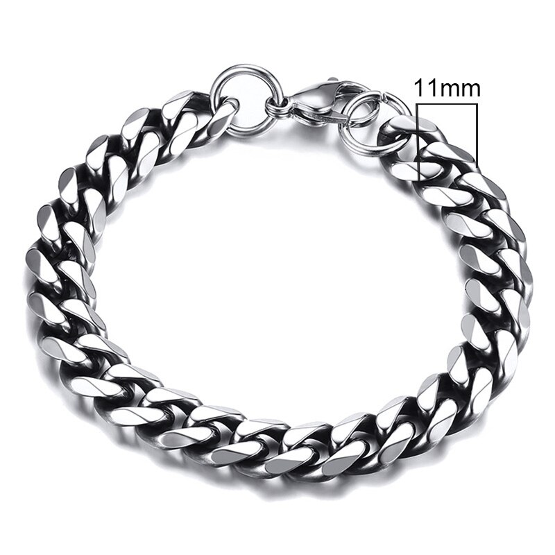 Vnox Heren Eenvoudige 3-11mm RVS Curb Cubaanse Link Chain Armbanden voor Vrouwen Unisex Pols Sieraden