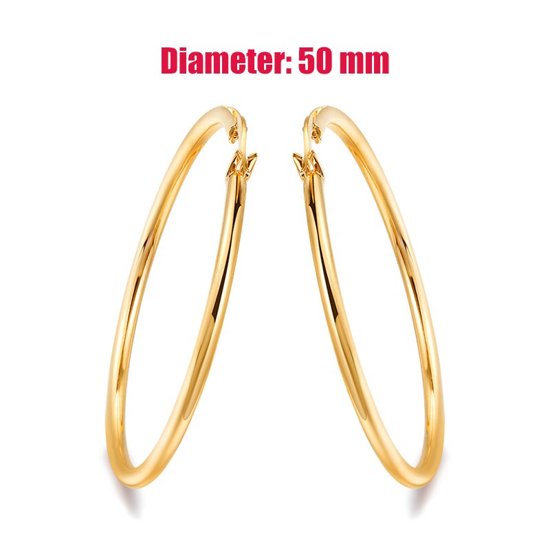 3,0 CM Mittel Kreis Klassische Band Ohrringe Rose Gold Farbe Keine Stein Für Frauen Party Arbeit oben ZYE780: Gold Farbe 50mm