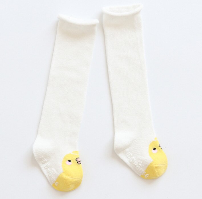 Carton bébé mignon coton genou chaussettes hautes anti-dérapant longue jambe plus unisexe enfants bas longues chaussettes fille solide Bow 1-3 Y: B / Nouveau-né