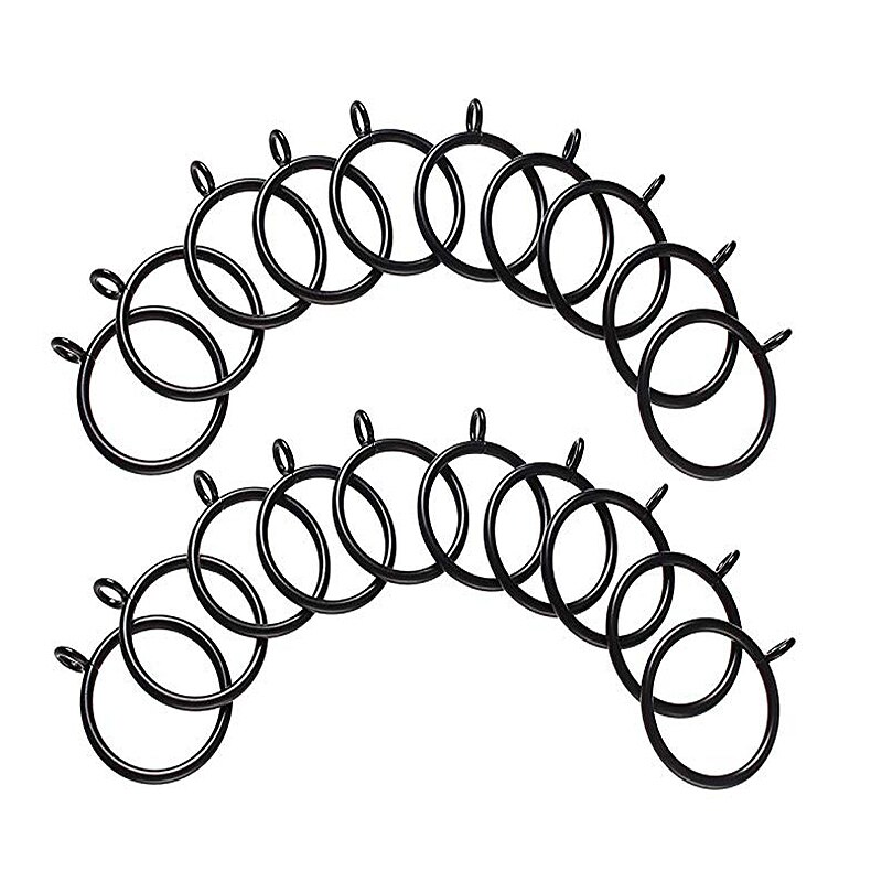 20 x Iron Curtain Ring Curtain And Rod Suspension Ring, Inner Diameter 32Mm (Black): Default Title