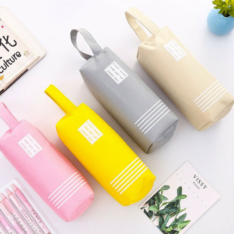 Stylish Double zipper Girls Letter Printed Casual Pencil Cases Cosmetics Makeup Pouch Pen Bags