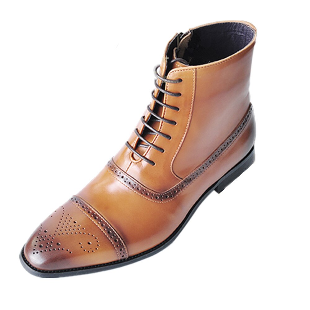 Botas de invierno para hombre de Bullock, botas cálidas para hombre con cordones, zapatos informales de cuero para hombre, botas altas de piel para nieve, calzado de talla grande yuj89