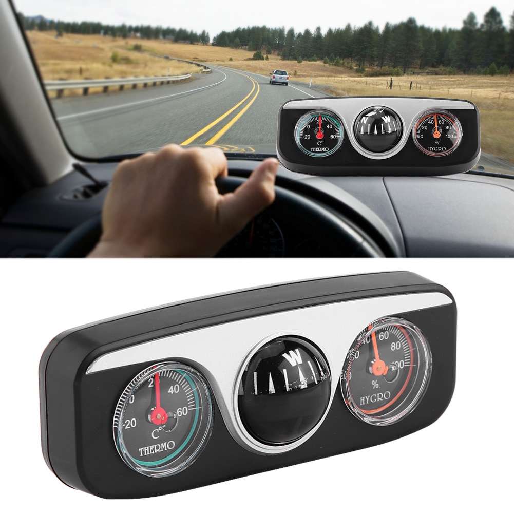 3 in 1 gids bal multifunctioneel kompas auto boot vrachtwagen dashboard kompas auto dashboard montage navigatie zwart thermometer hygrometer