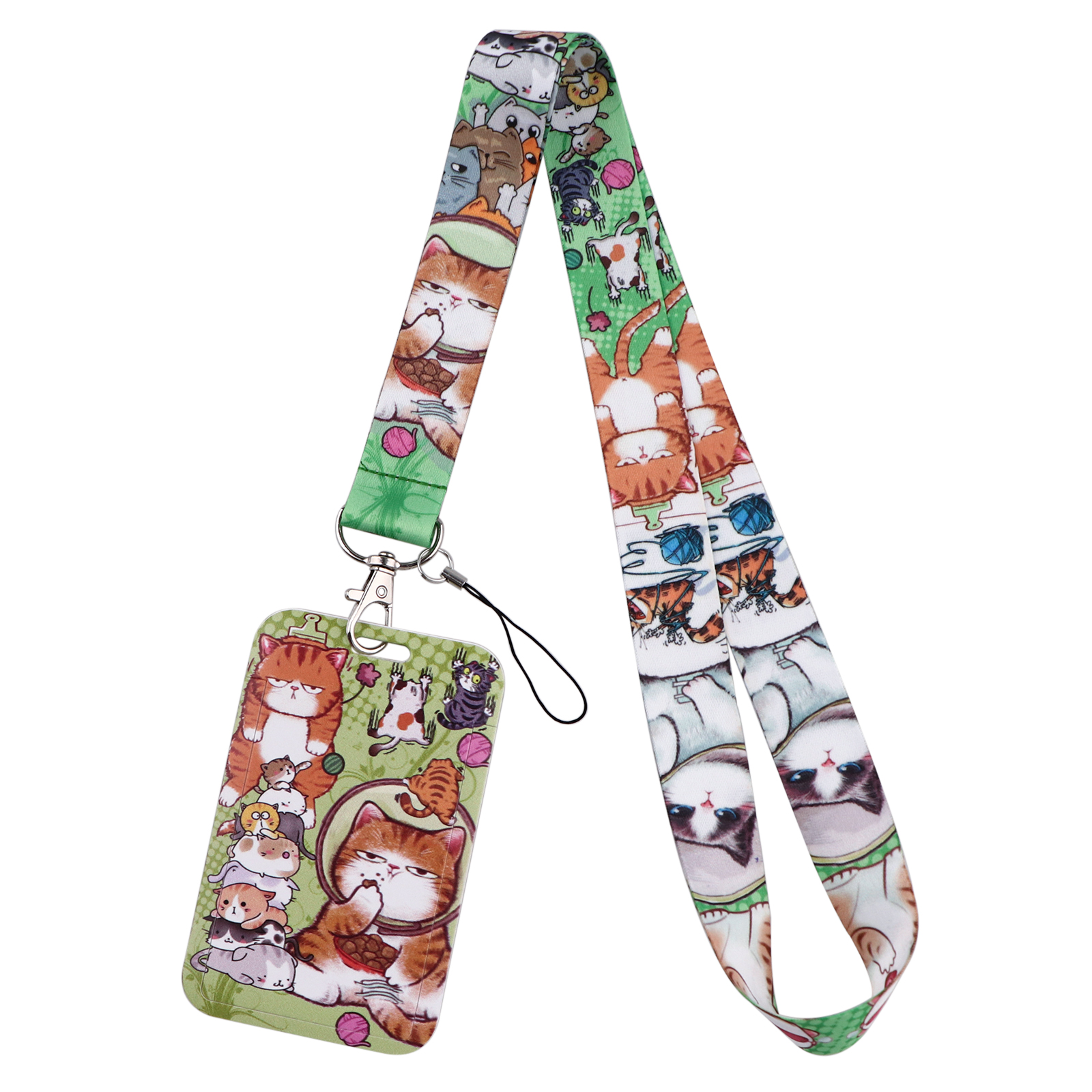 Cartoon Cat Lanyard Keychain Multifunction ID Card Badge Holder Camera USB Cell Phone Neck Strap Key Ring Accessories: dark blue