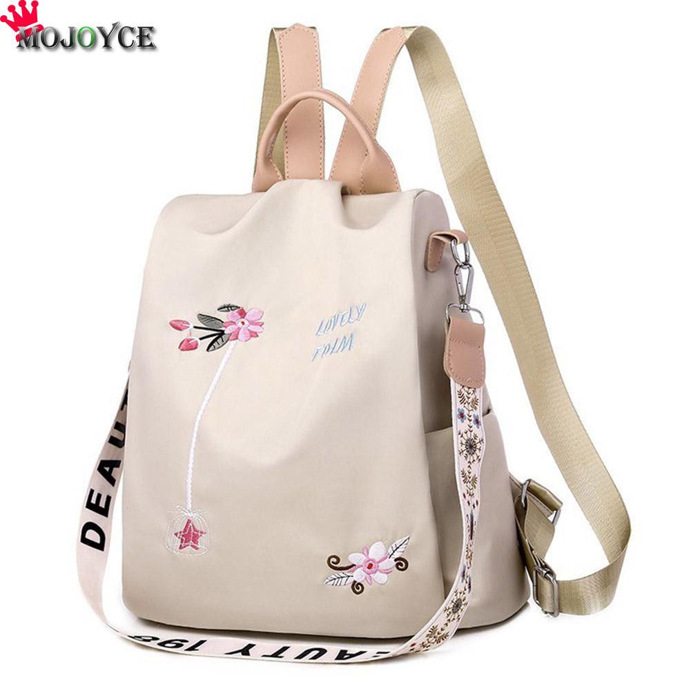Achats en plein air accessoires fournitures femmes sac à dos fleur broderie épaule sacs d'école Anti-vol voyage sac à dos