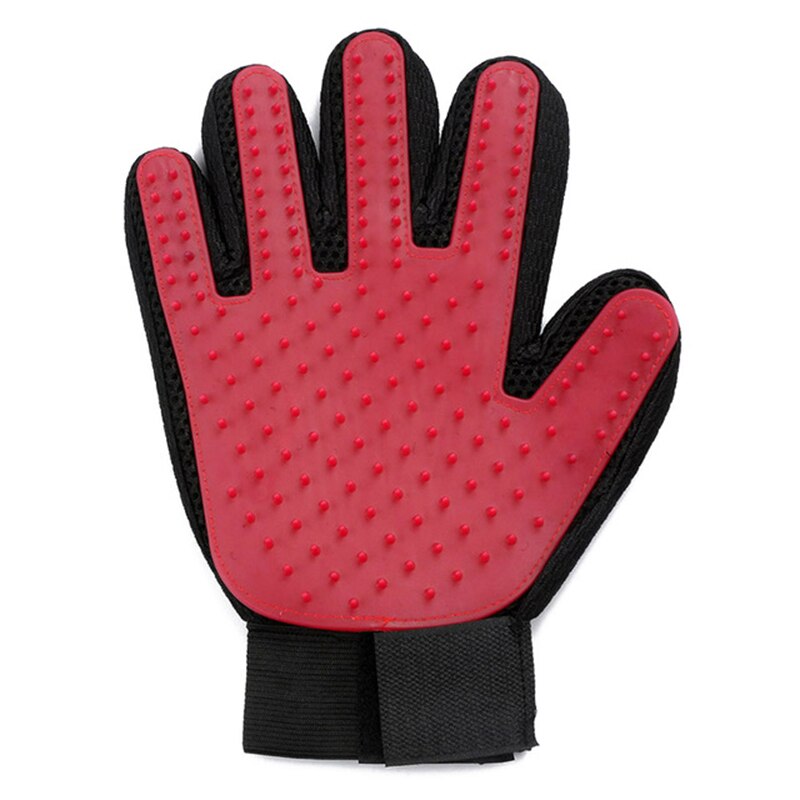Gummi Handschuh für Kämmen Tiere Handschuh Silikon Haustier Katzen Haar Pinsel Kamm Reinigung Entfernung Haarbürste für Hunde CatsTake Schlecht Handschuh: rot R