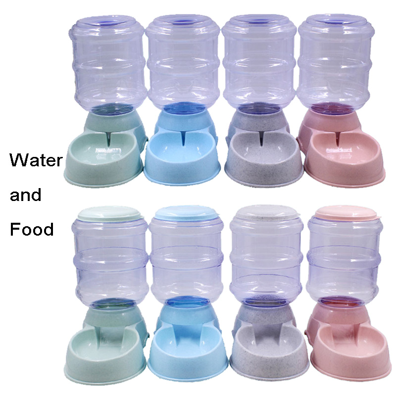 Detachable Pet Cat Drinking Dispenser Dog Food Bottle Automatic Pet Feeder for Cats Dogs Puppy Cat Water Fountain Pets Supplies: Set / Gray