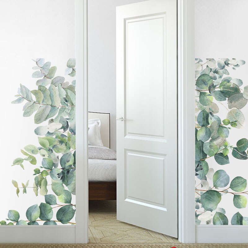 PVC Removable Nursery Green Foliage Leaves Botanical Wall Sticker Living Room Bedroom Decoration Art Mural Wall Decal