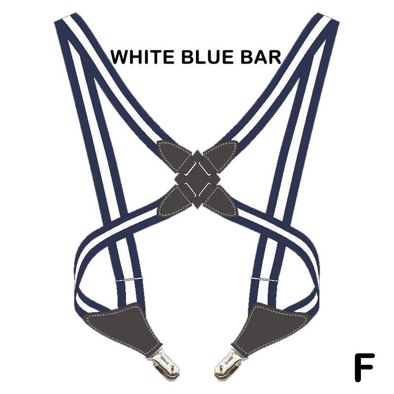Justerbare seler til mænd seler i x form seler med clip #39 on bæltestropper elastisk suspensorio tilbehør til voksenbeklædning: Hvidblå