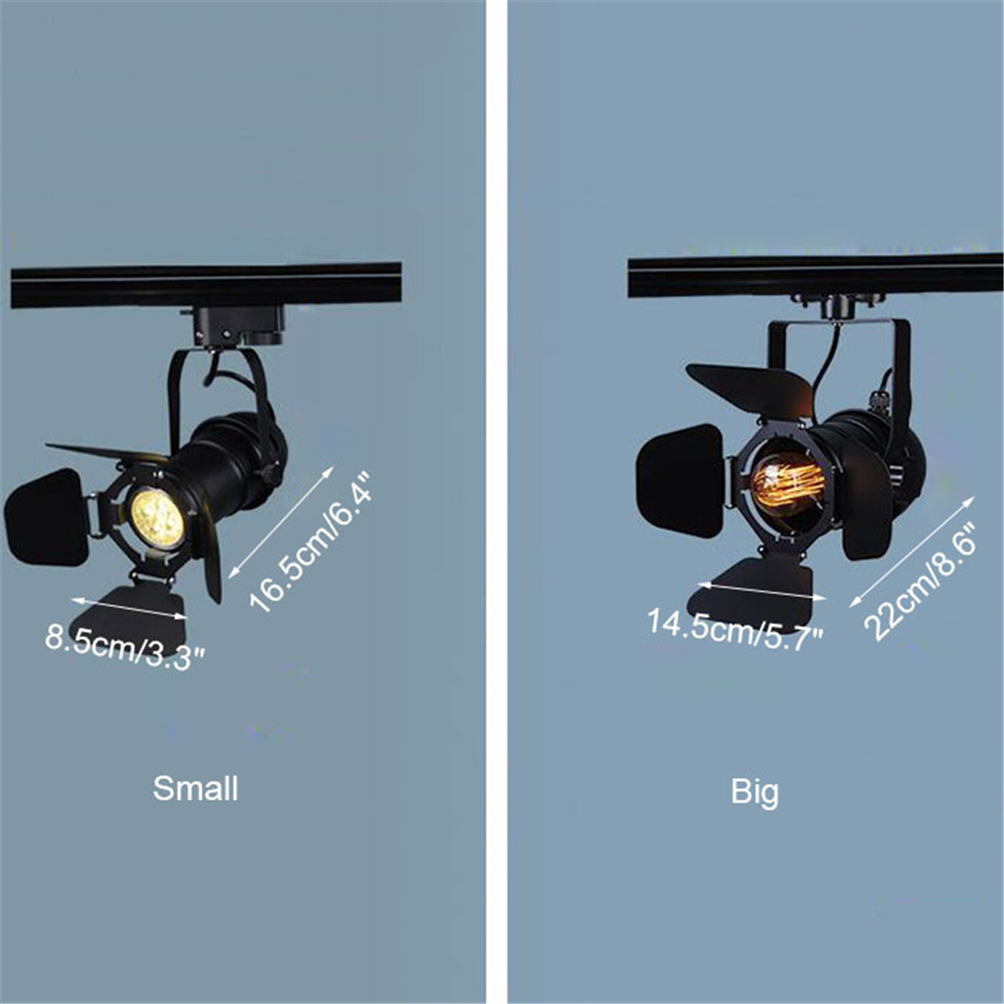 Jahrgang E27 Schienenleuchte, Dachgeschoss industriell Scheinwerfer Schienenleuchte, schwarze Schienenlampe mit Blindtür, Beleuchtung für Bekleidungsgeschäfte und beladen