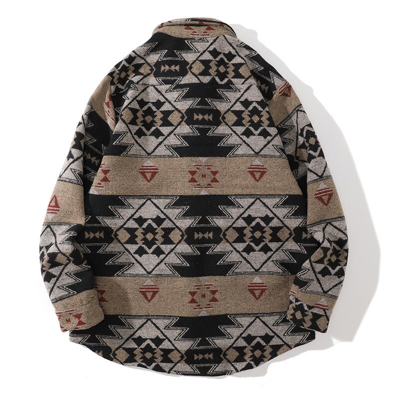 Men Hip Hop Shirt Streetwear Vintage Graphic Print Long Sleeve Tops Autumn Harajuku Cotton Blouses flannel Thick Shirts