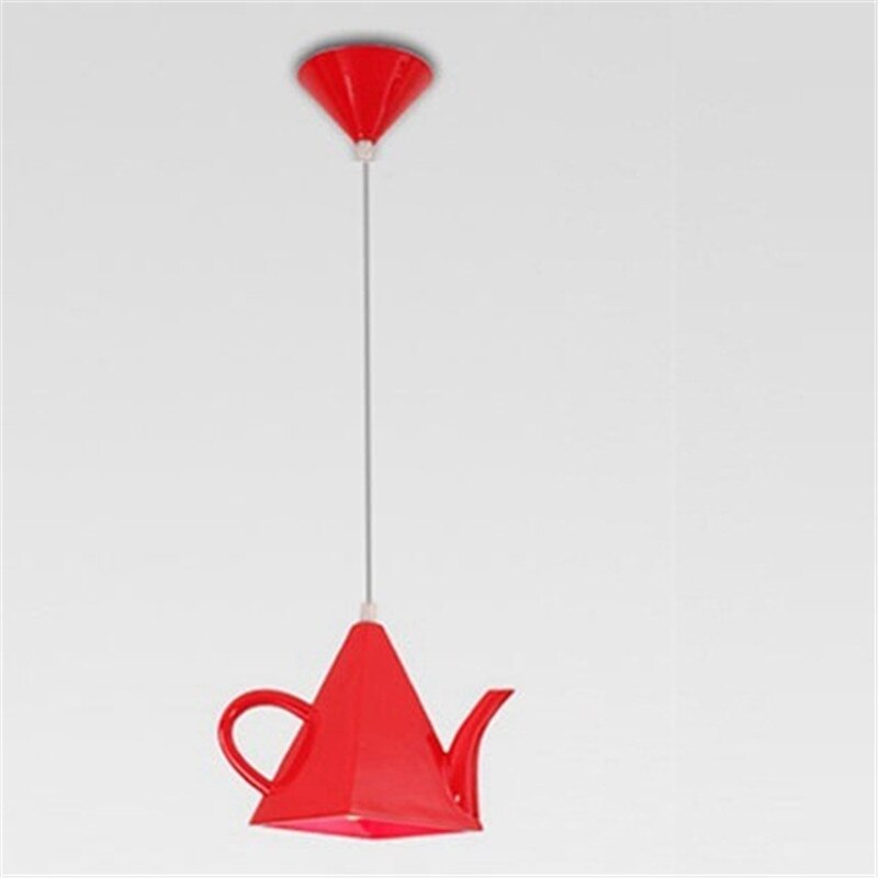 Moderne résine théière pendentif lumières thé tasse suspension lampe cuisine barre/café suspension lampe pour salle à manger décor éclairage Fixturess: red teapot