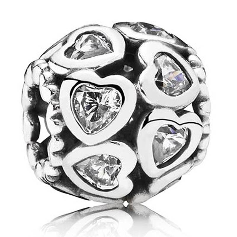 Sparkling Ball Butterfly Love Heart Bonds With Crystal Charm 925 Sterling Silver Beads Fit Bracelet Bangle DIY Jewelry: B11-White