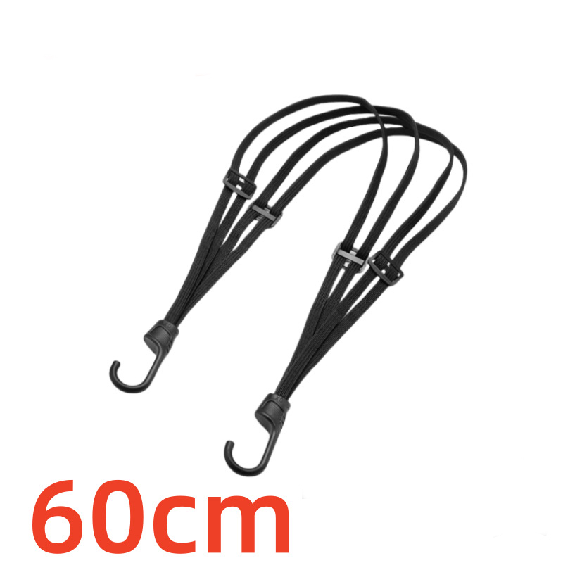 Sangle de bagage pour moto, 60cm, sangles fixes pour casque, corde à boucle élastique rétractable universelle, filet de bagage Durable pour casque de moto: Black