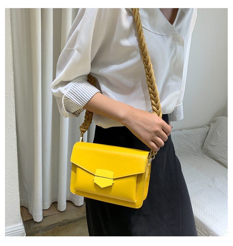 Kleine crossbodytassen voor dames, effen leren schoudertas met gevlochten band