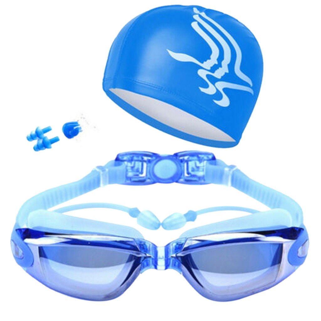 Svømmedæksel mænd og kvinder svømmebriller nærsynethed siliciumdæmpningsdæmpende svømmebriller vandtæt dykning øreproppesæt arena