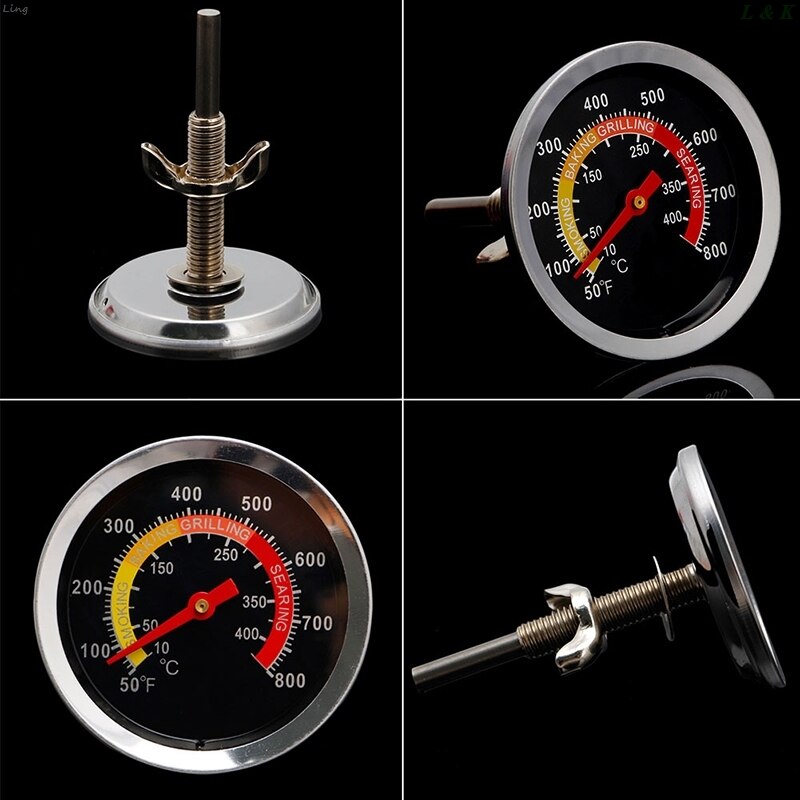 Rustfritt stål grill bbq røyker grill termometer temperaturmåler 10-400 grader