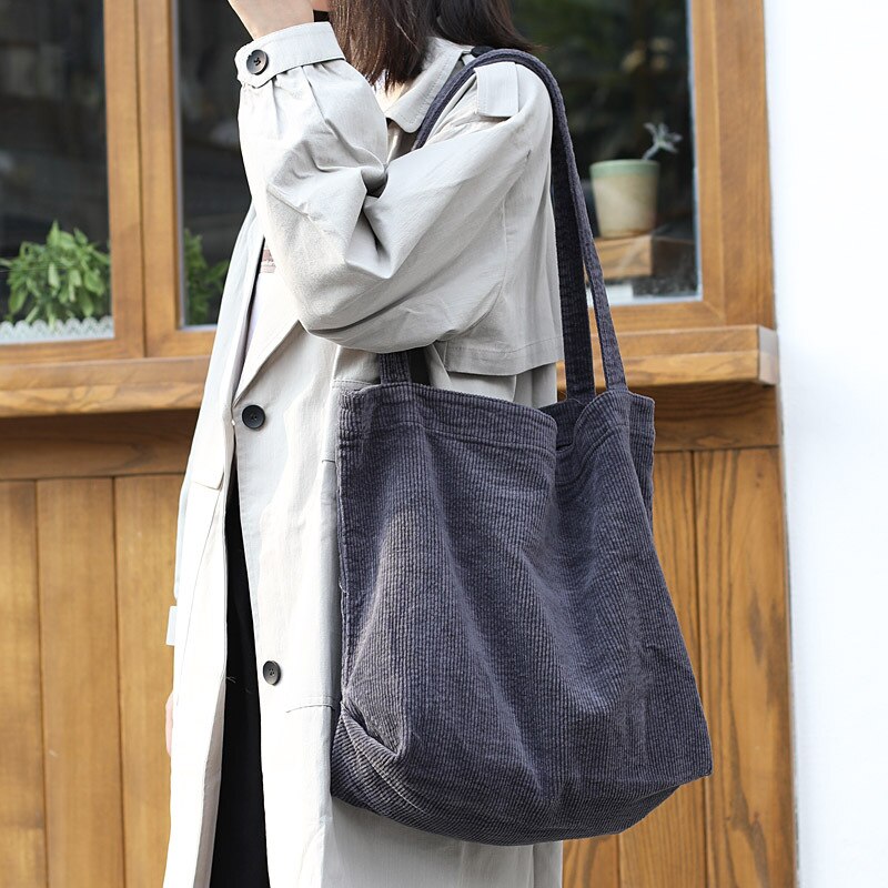 Oversize corduroy tote bag tiener