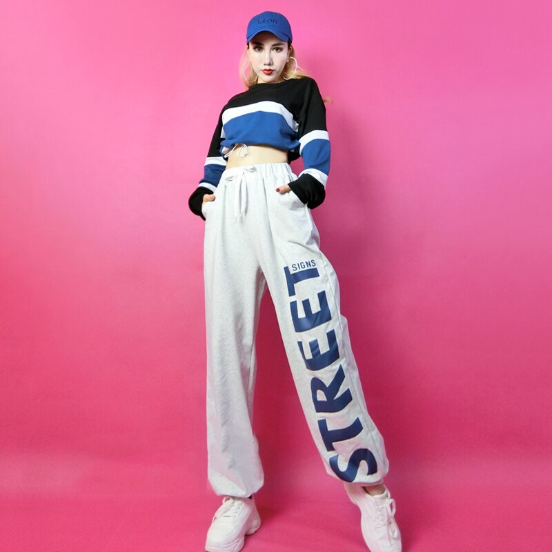 Hip Hop Dance Clothes For Women Sweatshirt Tops Sport Pants Jazz Performance DJ Costume Adult Hip Hop Street Rave Wear DNV14221