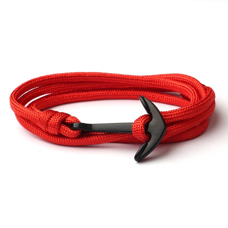 Kotwica bransoletki mężczyźni Double strand Nautical Survival Rope bransoletka Paracord kobiety czarna klamra sportowa ze stali nierdzewnej