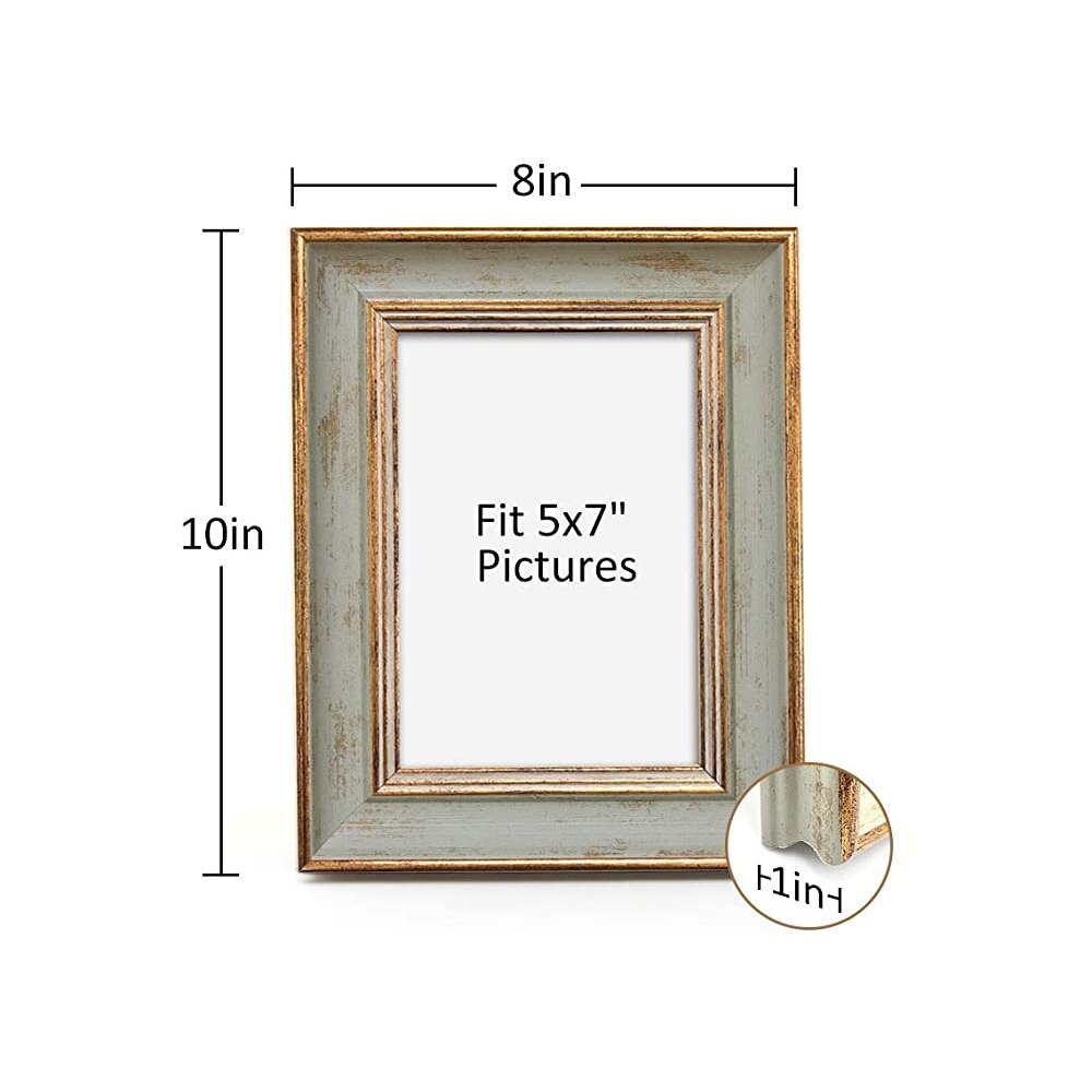 8x10 Family Vintage Picture Frame Ornament Green Gold Antique Distresssed Photo Frame Retro Chic Desk Wall Hanging Frames