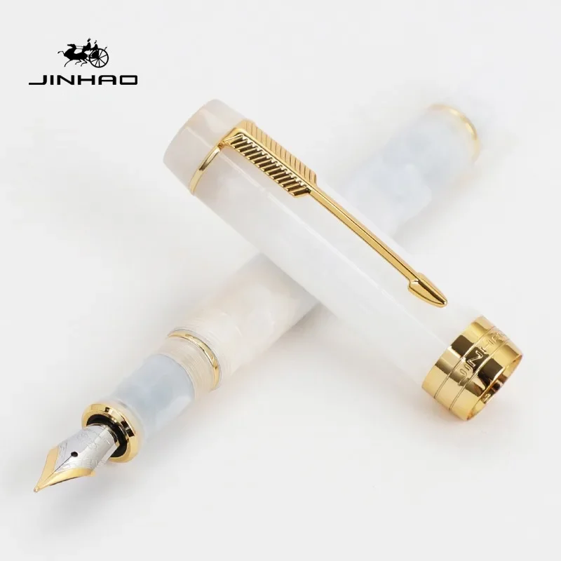 JINHAO 100 Mini Wooden / Resin Fountain Pen Centennial Golden Clip Fine Nib Writing Ink Pen School Office Supplies Stationery: Yellow / MF