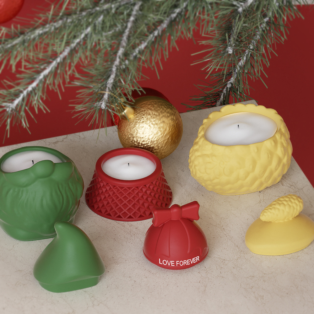 Stampo in silicone per bottiglia di immagazzinaggio di natale con coperchio scatola portacandele campana stampo in resina stampi in gesso fatti a mano fai da te decorazioni natalizie