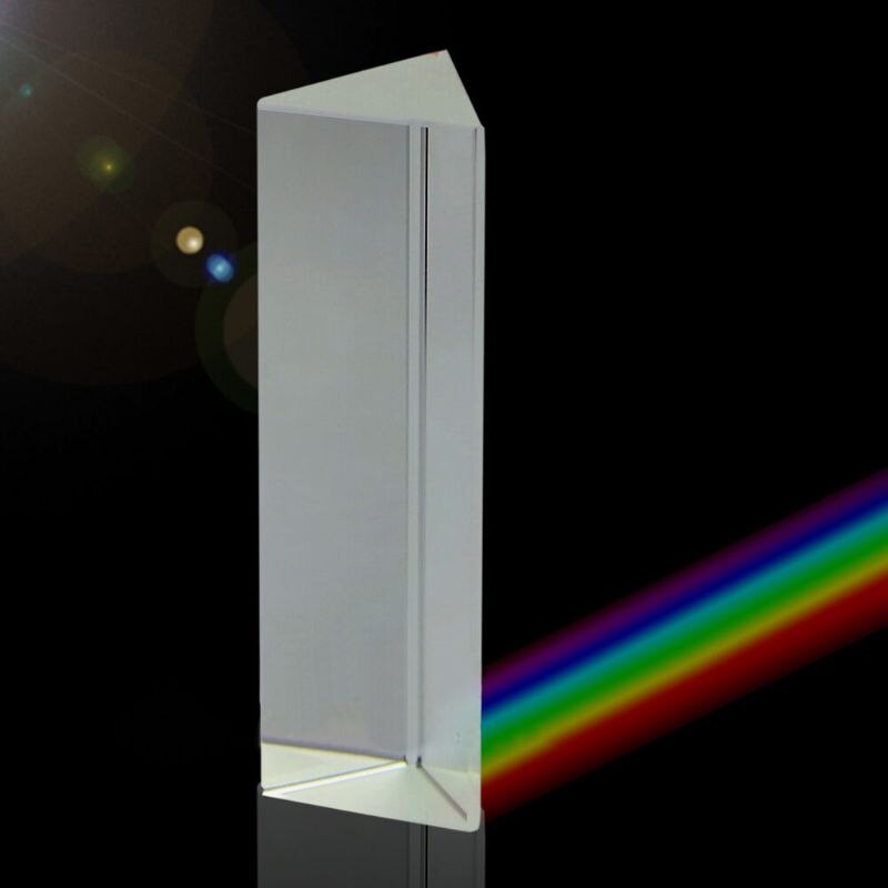 10cmx3cm Rainbow Optical Glass Triple Triangular Prism Physics Teaching Light Spectrum with Box