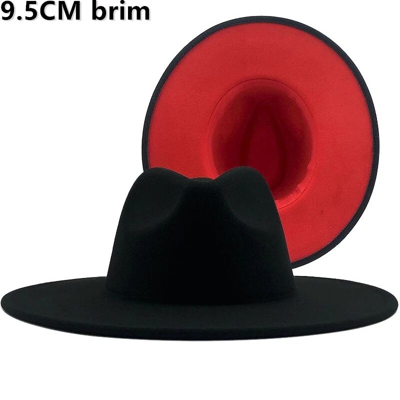 Sombreros de fondo rojo para hombre y mujer, gorra de Jazz, sombrero de vaquero, gorra de Color de doble cara, ,: 13