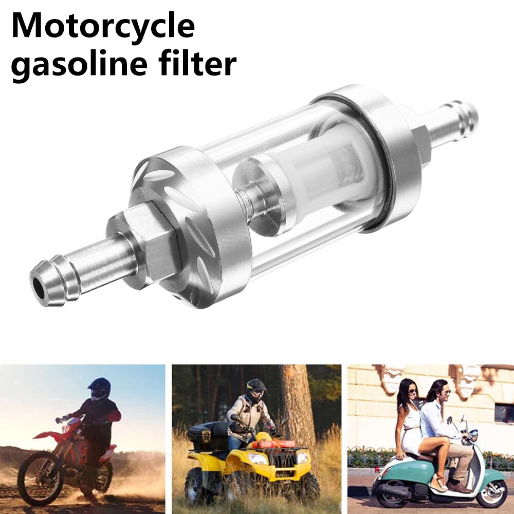 Filtro de combustible Universal para motocicleta de 8mm, filtro de combustible para coche en línea, lavable, piezas de aleación de aluminio para Scooter, accesorios para moto