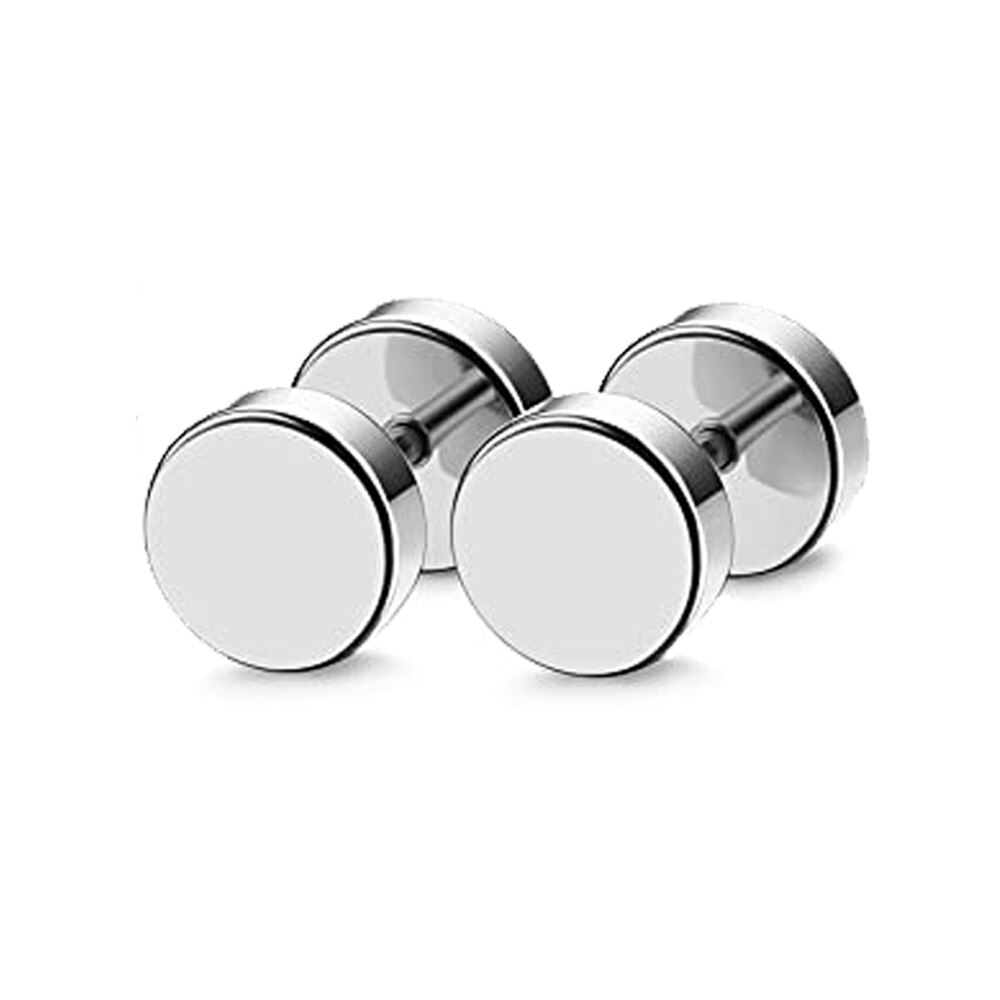 6 Pairs Stainless Steel CZ Stud Earrings for Women Mens Huggie Hoop Earrings Ear Piercing Silver: Style B 1Pair