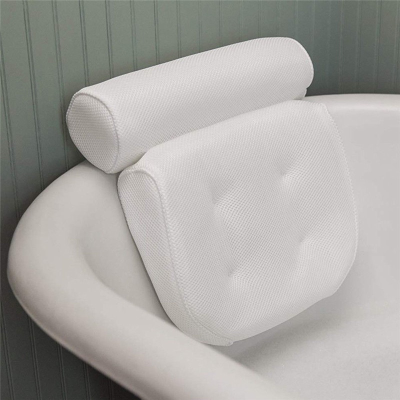 3d mesh badeværelse spa badekar pude skridsikker polstret badekar jacuzzi pude hovedstøtte med sugekop hals badepude slappe af